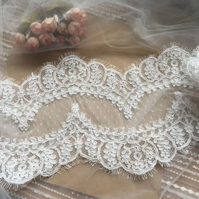 Corded Eyelash Chantilly Lace Trimming TST10
