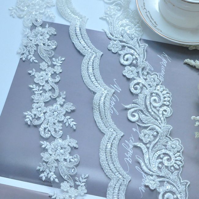 Beaded Embroidered Lace Trimming 3ST1006