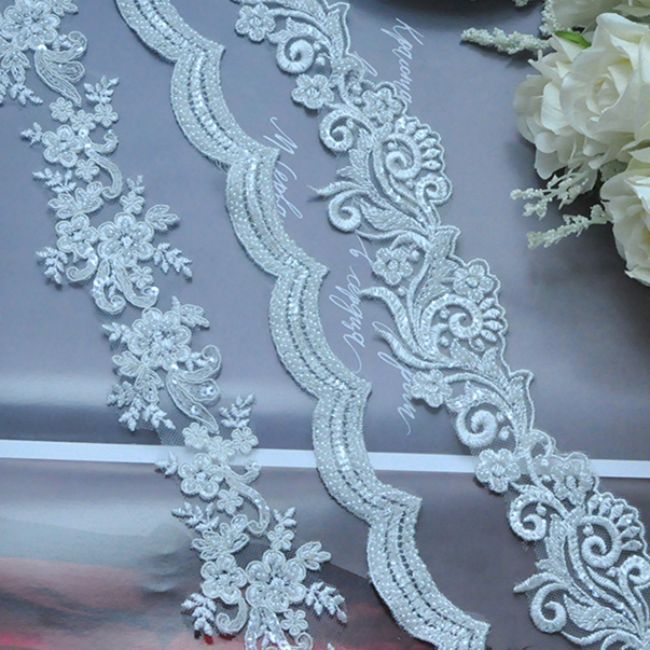 Beaded Embroidered Lace Trimming 3ST1006