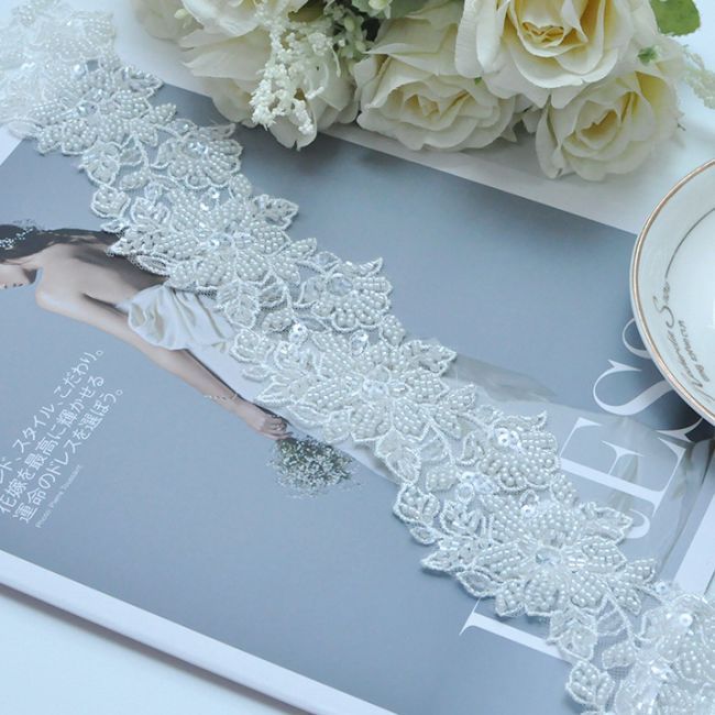 Beaded Embroidered Lace Trimming 3ST1014