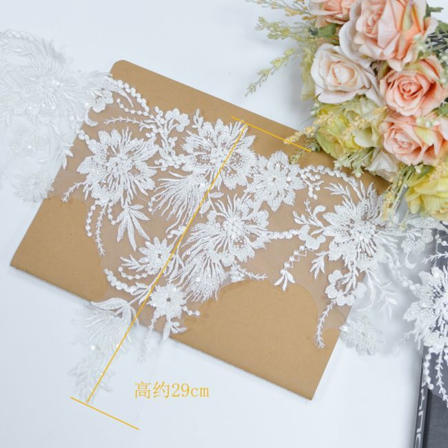 Beaded Embroidered Lace Trimming 3ST1028