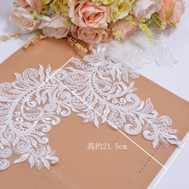 Beaded Embroidered Lace Trimming 3ST1026