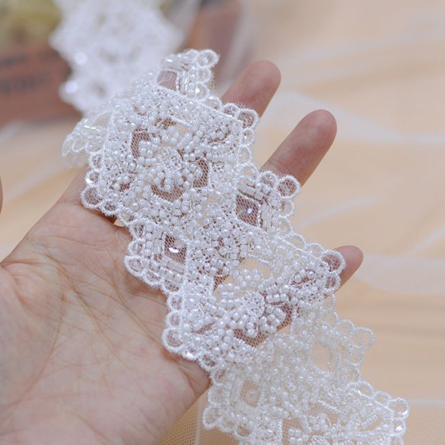 Beaded Embroidered Lace Trimming 3ST1012