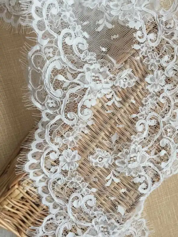 Corded Eyelash Chantilly Lace Trimming TST1002