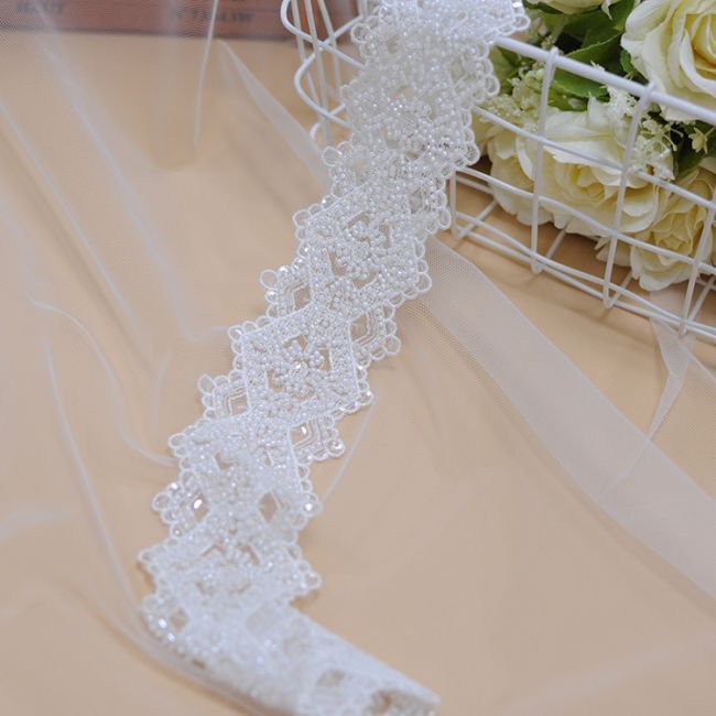 Beaded Embroidered Lace Trimming 3ST1012