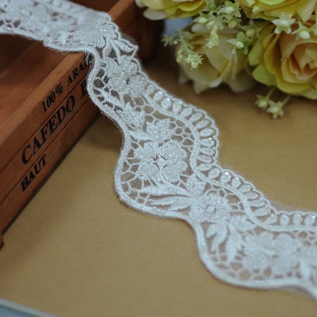 Beaded Embroidered Lace Trimming 3ST1021