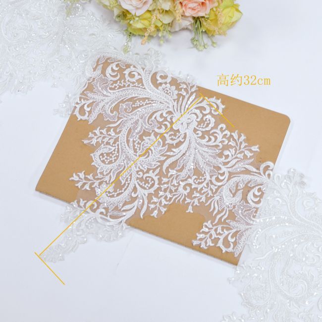 Beaded Embroidered Lace Trimming 3ST1011