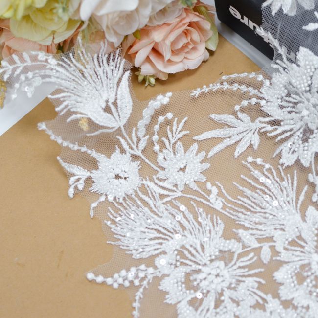 Beaded Embroidered Lace Trimming 3ST1028