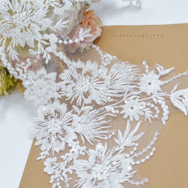 Beaded Embroidered Lace Trimming 3ST1028