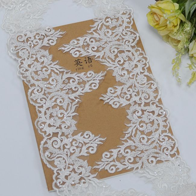 Beaded Embroidered Lace Trimming 3ST1004