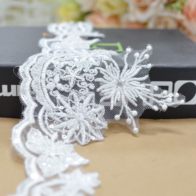 Beaded Embroidered Lace Trimming 3ST1027