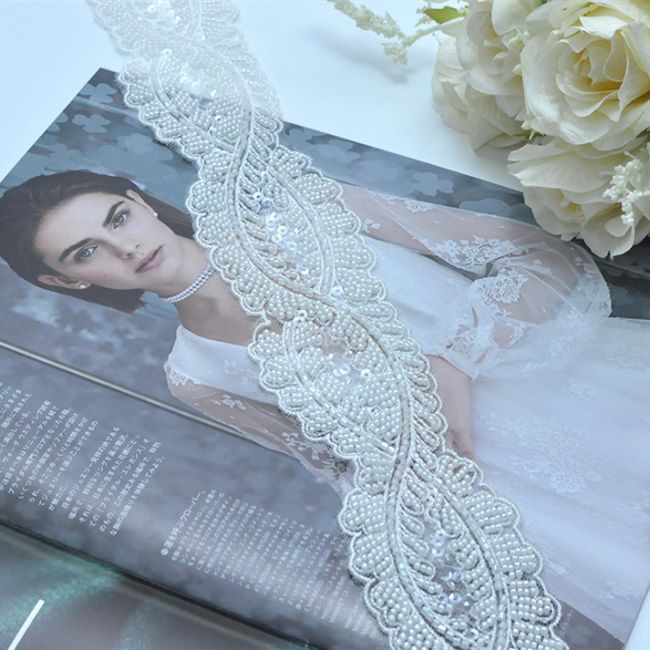 Beaded Embroidered Lace Trimming 3ST1014