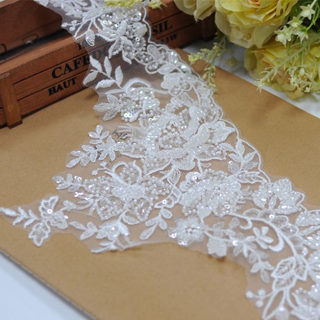 Beaded Embroidered Lace Trimming 3ST1002