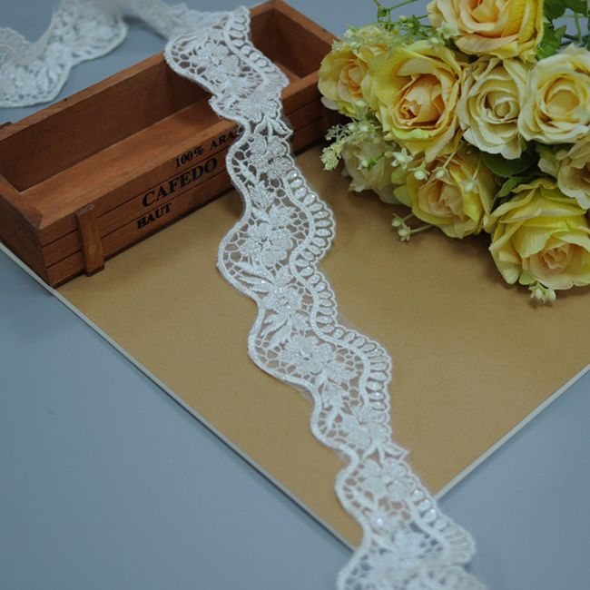 Beaded Embroidered Lace Trimming 3ST1021