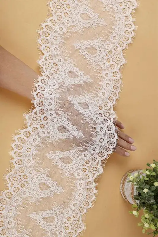 Corded Eyelash Chantilly Lace Trimming TST1005