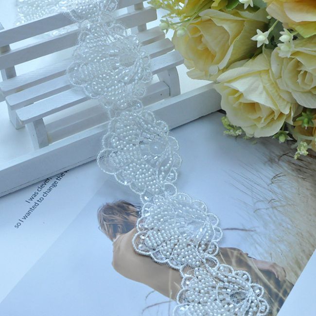 Beaded Embroidered Lace Trimming 3ST1024