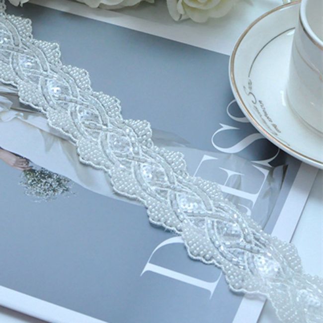 Beaded Embroidered Lace Trimming 3ST1014