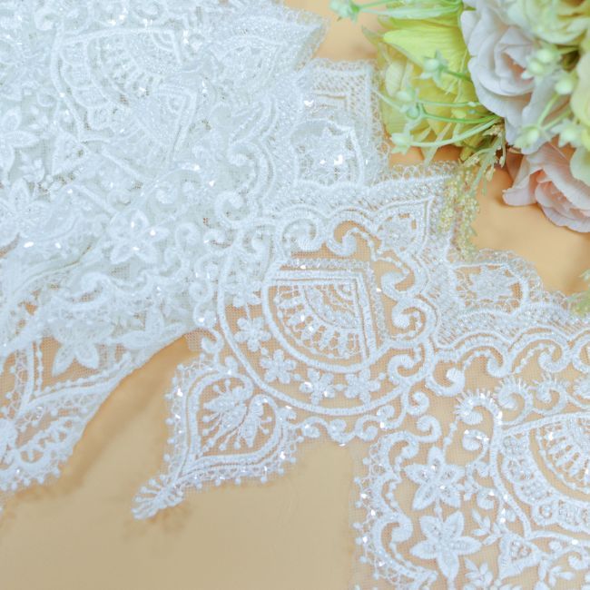 Beaded Embroidered Lace Trimming 3ST1029