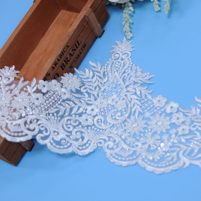 Beaded Embroidered Lace Trimming 3ST1016