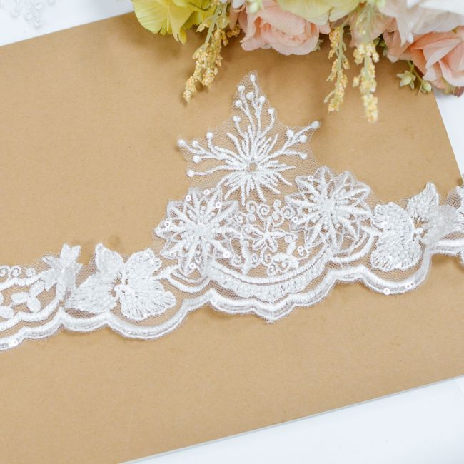 Beaded Embroidered Lace Trimming 3ST1027