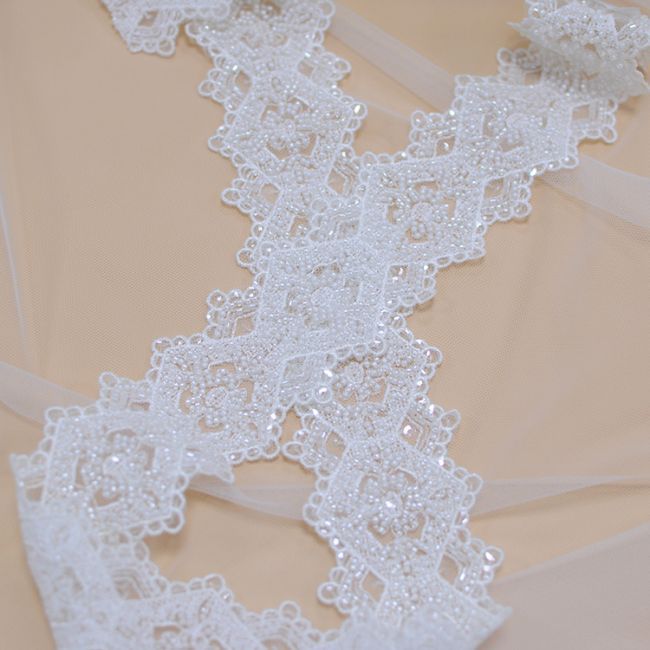 Beaded Embroidered Lace Trimming 3ST1012