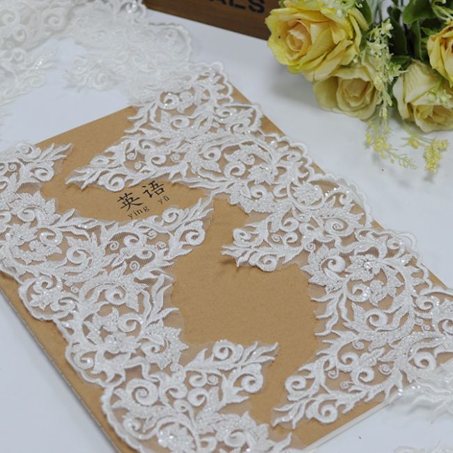 Beaded Embroidered Lace Trimming 3ST1004