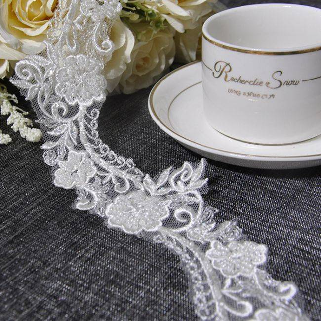 Beaded Embroidered Lace Trimming 3ST1015