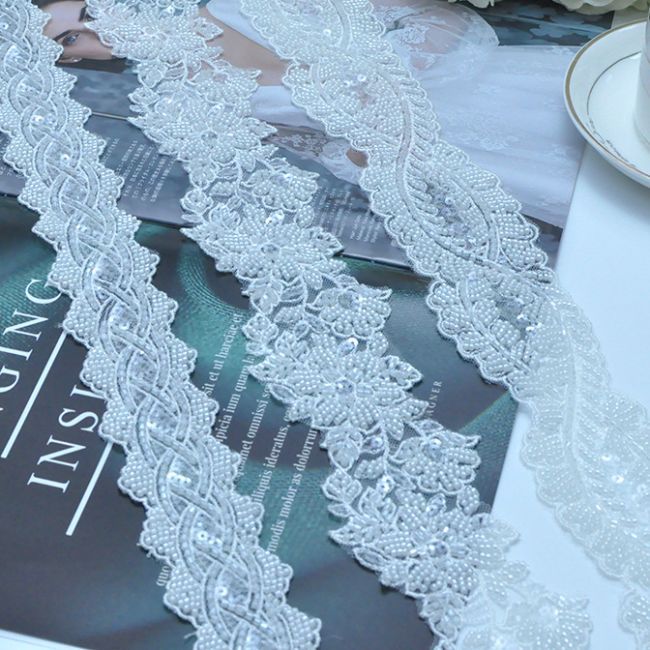Beaded Embroidered Lace Trimming 3ST1014