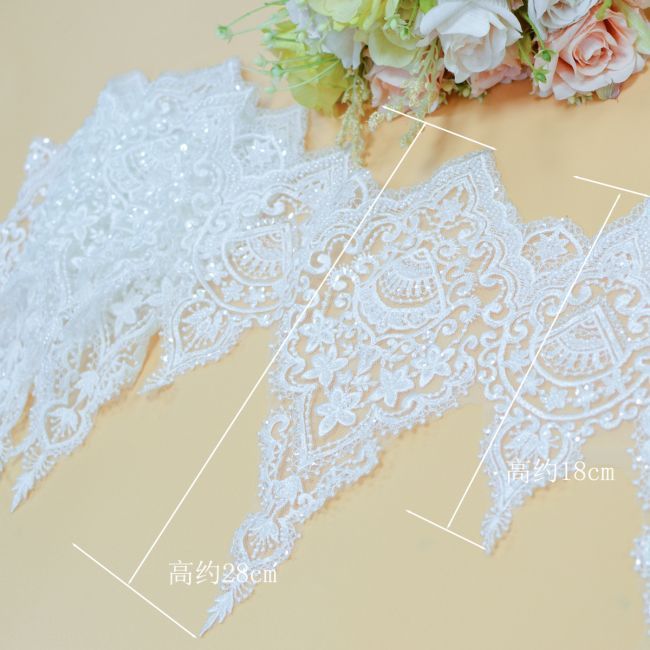 Beaded Embroidered Lace Trimming 3ST1029