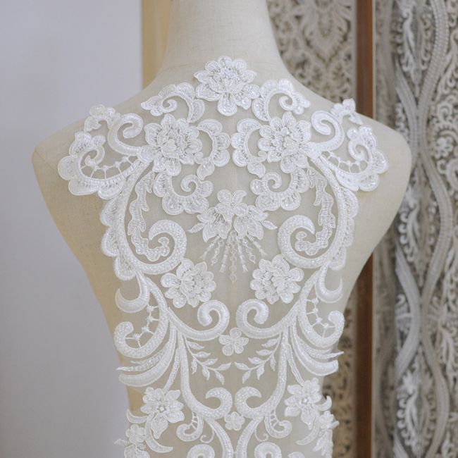 Beaded Embroidered Lace Applique 3ST2005