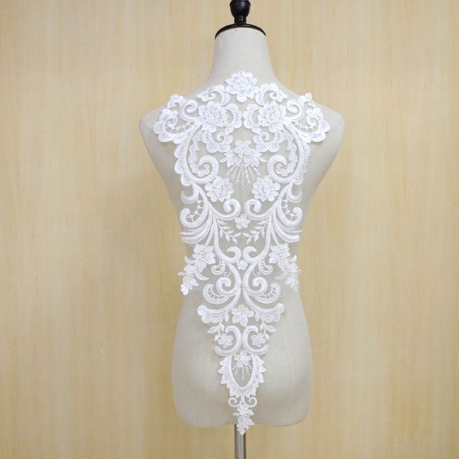 Beaded Embroidered Lace Applique 3ST2005