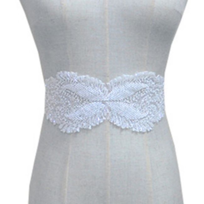 Corded Beaded Embroidered Lace Applique 3ST2009