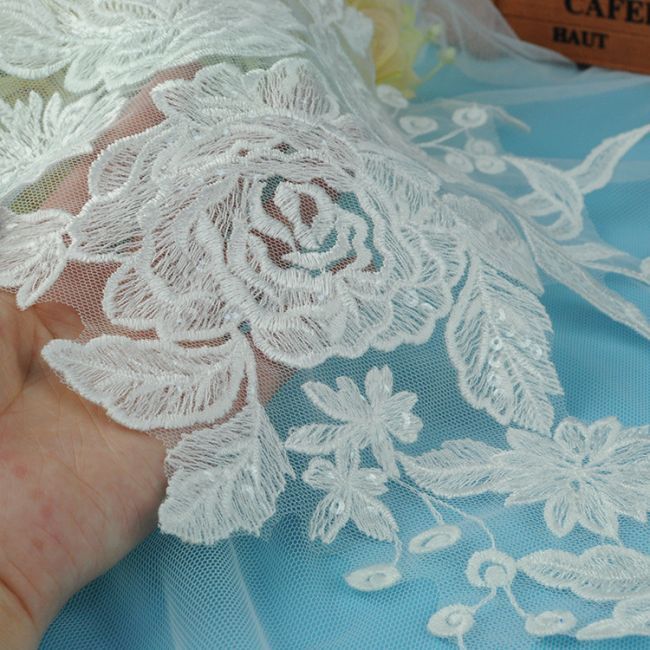 Beaded Embroidered Lace Applique 3ST20