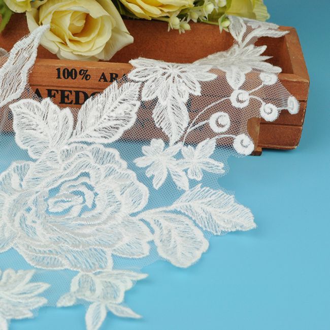 Beaded Embroidered Lace Applique 3ST20