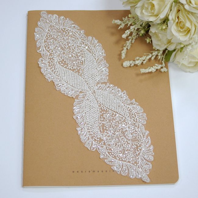 Corded Beaded Embroidered Lace Applique 3ST2009