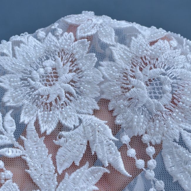 Corded Beaded Embroidered Lace Applique 3ST2013