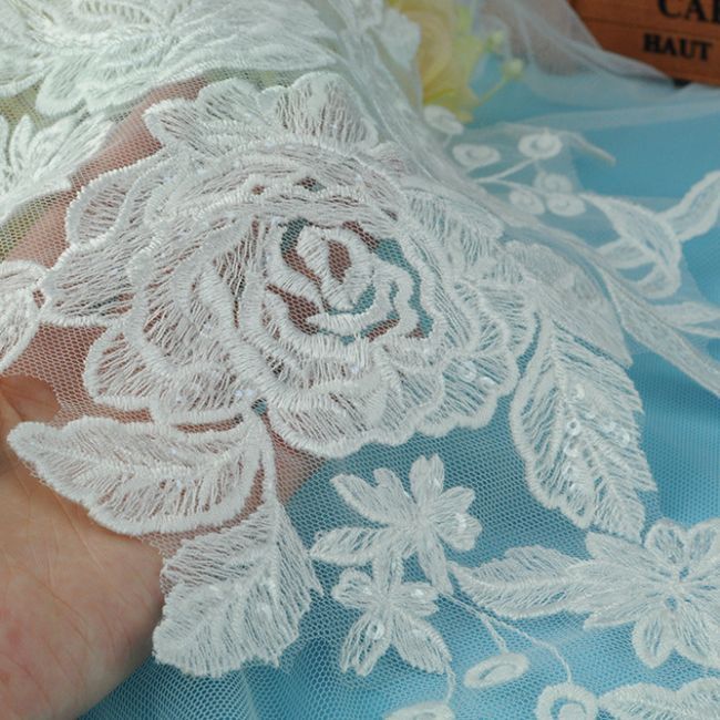 Beaded Embroidered Lace Applique 3ST20