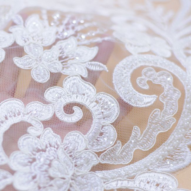 Beaded Embroidered Lace Applique 3ST2005