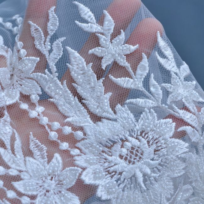 Corded Beaded Embroidered Lace Applique 3ST2013