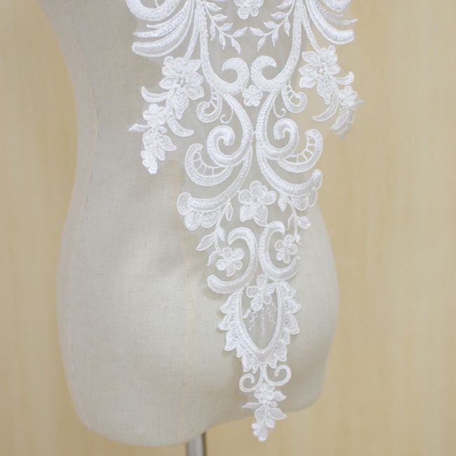 Beaded Embroidered Lace Applique 3ST2005