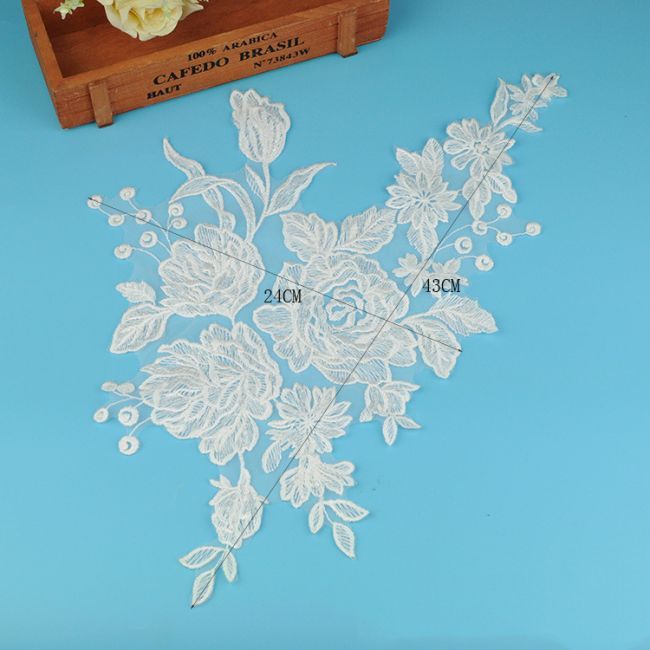 Beaded Embroidered Lace Applique 3ST20