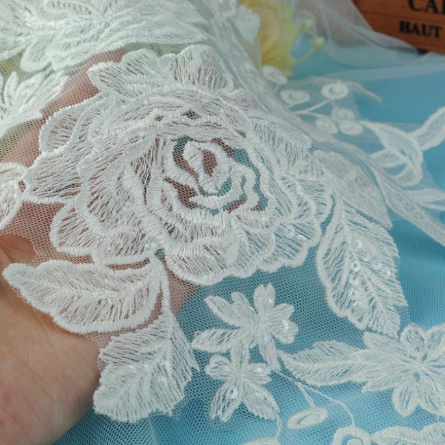 Beaded Embroidered Lace Applique 3ST20