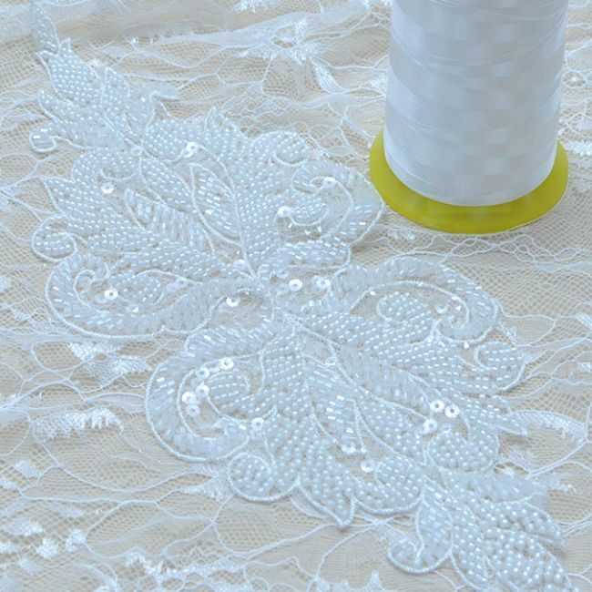 Corded Beaded Embroidered Lace Applique 3ST2011
