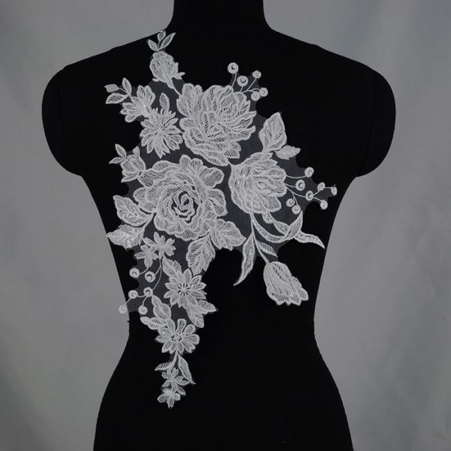 Beaded Embroidered Lace Applique 3ST20