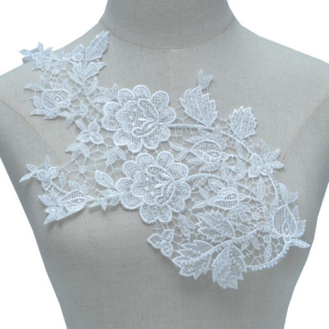 Corded Beaded Embroidered Lace Applique 3ST2007