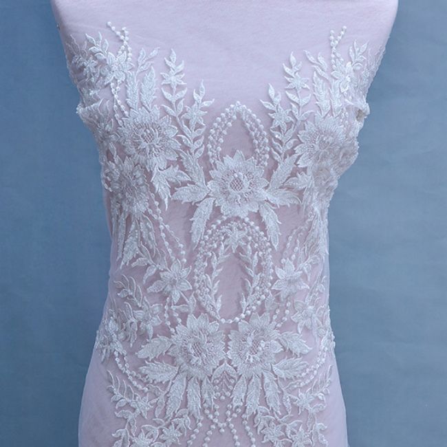 Corded Beaded Embroidered Lace Applique 3ST2013