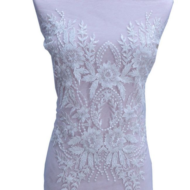 Corded Beaded Embroidered Lace Applique 3ST2013