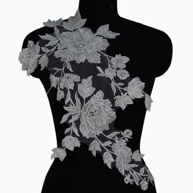 Beaded Embroidered Lace Applique 3ST2004