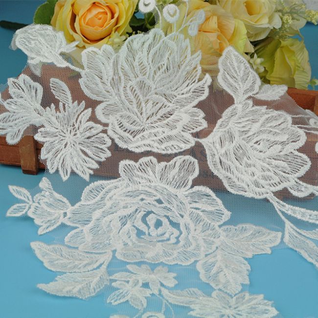 Beaded Embroidered Lace Applique 3ST20