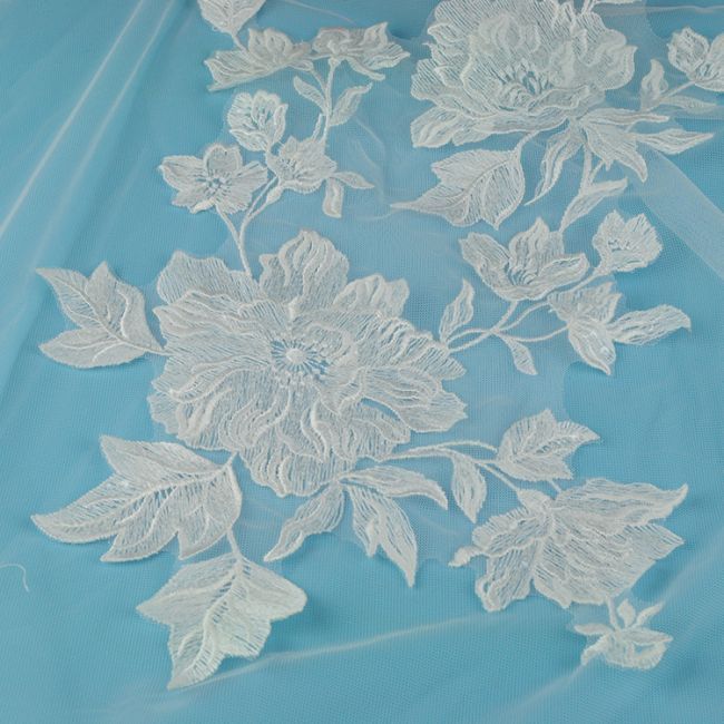 Beaded Embroidered Lace Applique 3ST2004